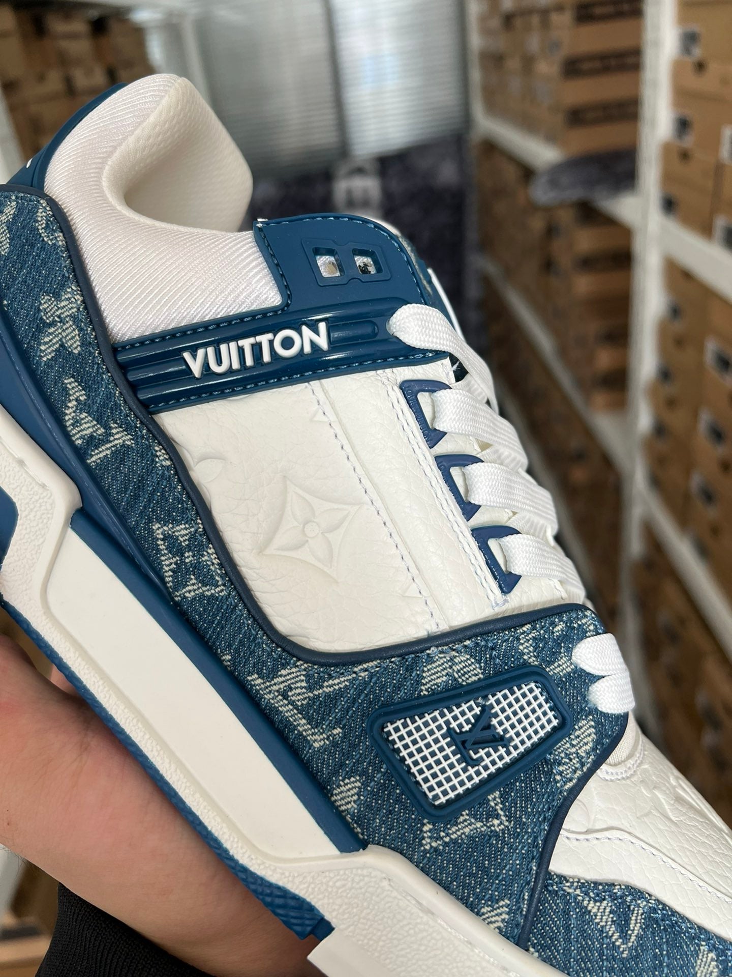 Louis Vuitton shoes Air Force one is popular in 2024（Cowboy blue）